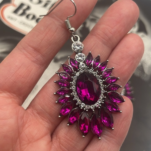 Pink Sparkle Dangle Earrings - Picture 2 of 4